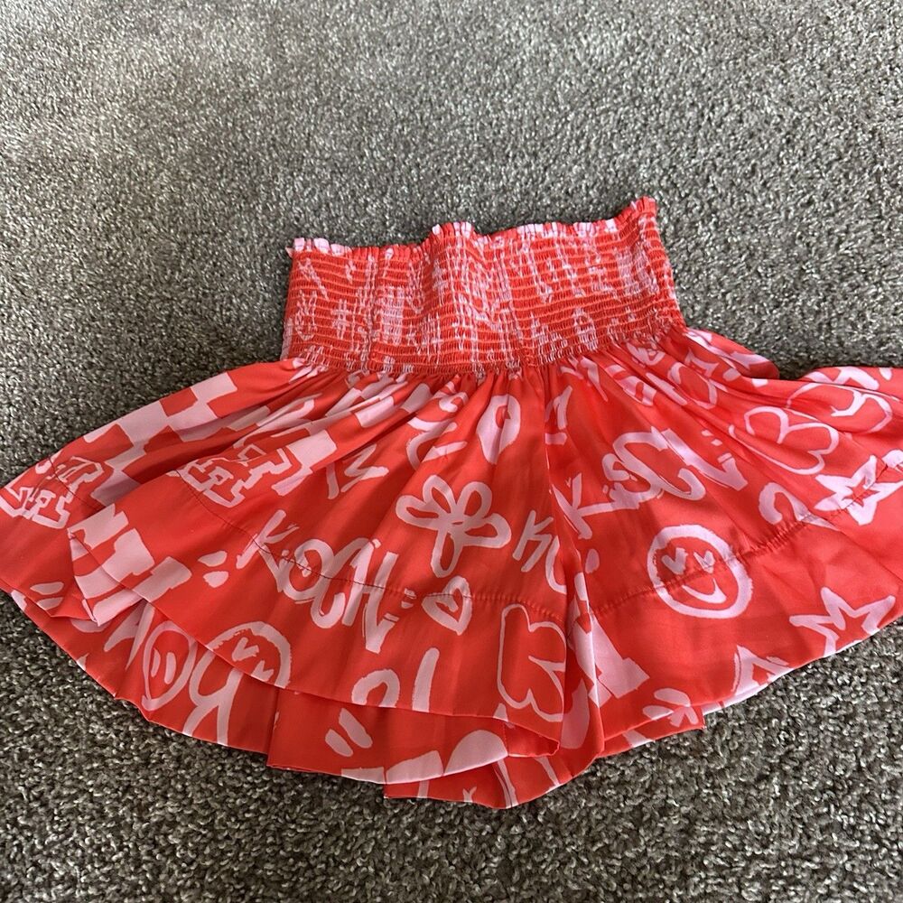 KOCH Erica Skirt Limited Edition Logo Print Red Skort Shorts Size XS Pleated - Picture 6 of 6